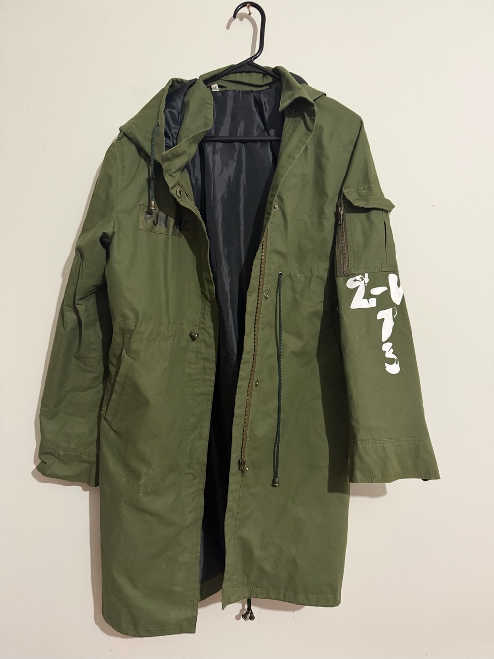 Olive Green Men's Military-Style Parka Jacket